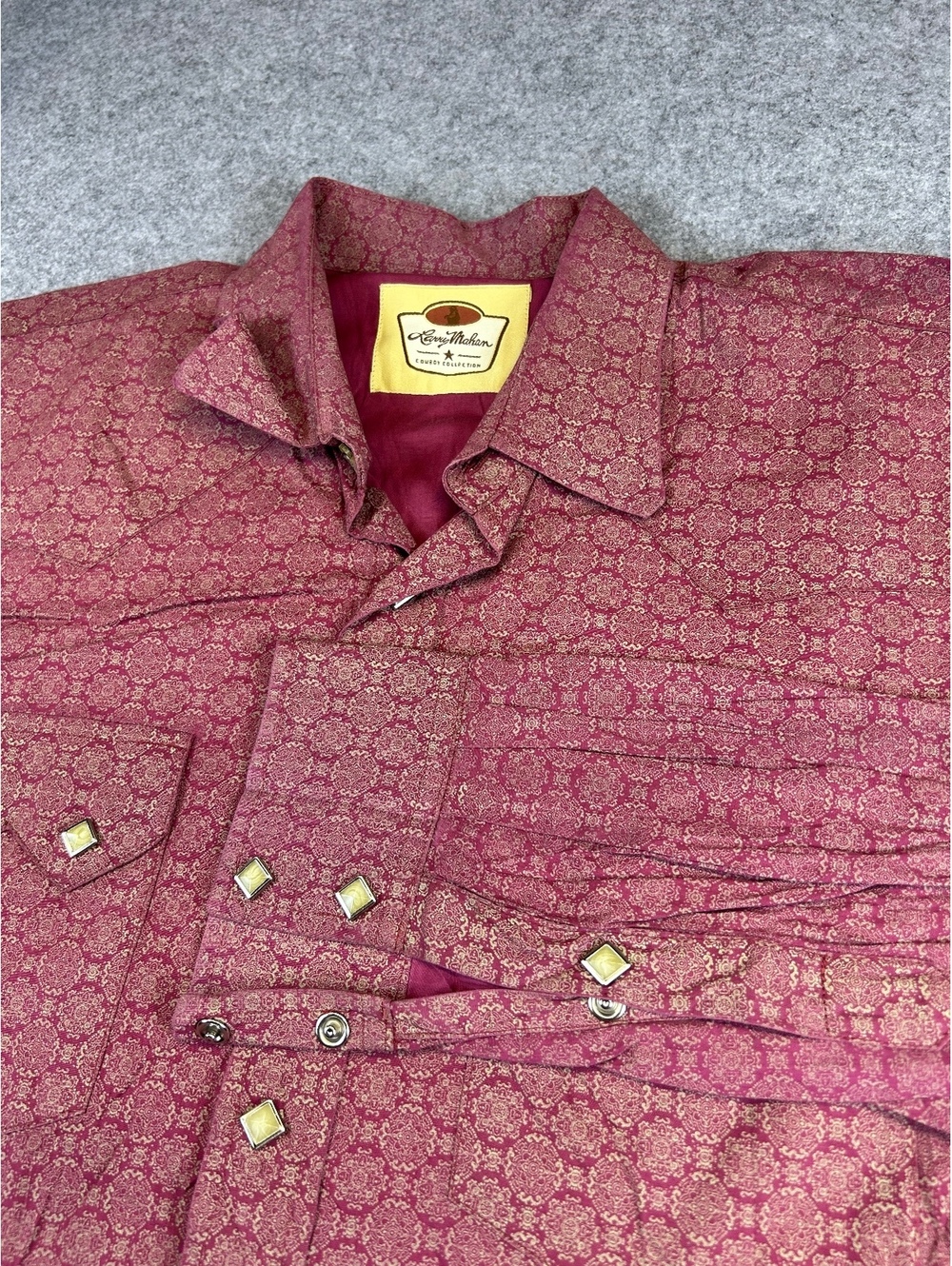 Larry Mahan Cowboy Collection Shirt Western Geometric Pearl Snap Mens XL